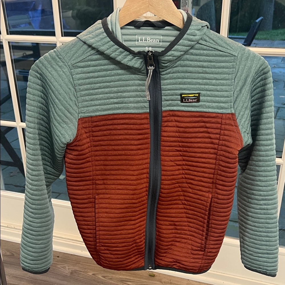L.L. Bean Kids' Airlight full zip Hoodie - Teal and Rust